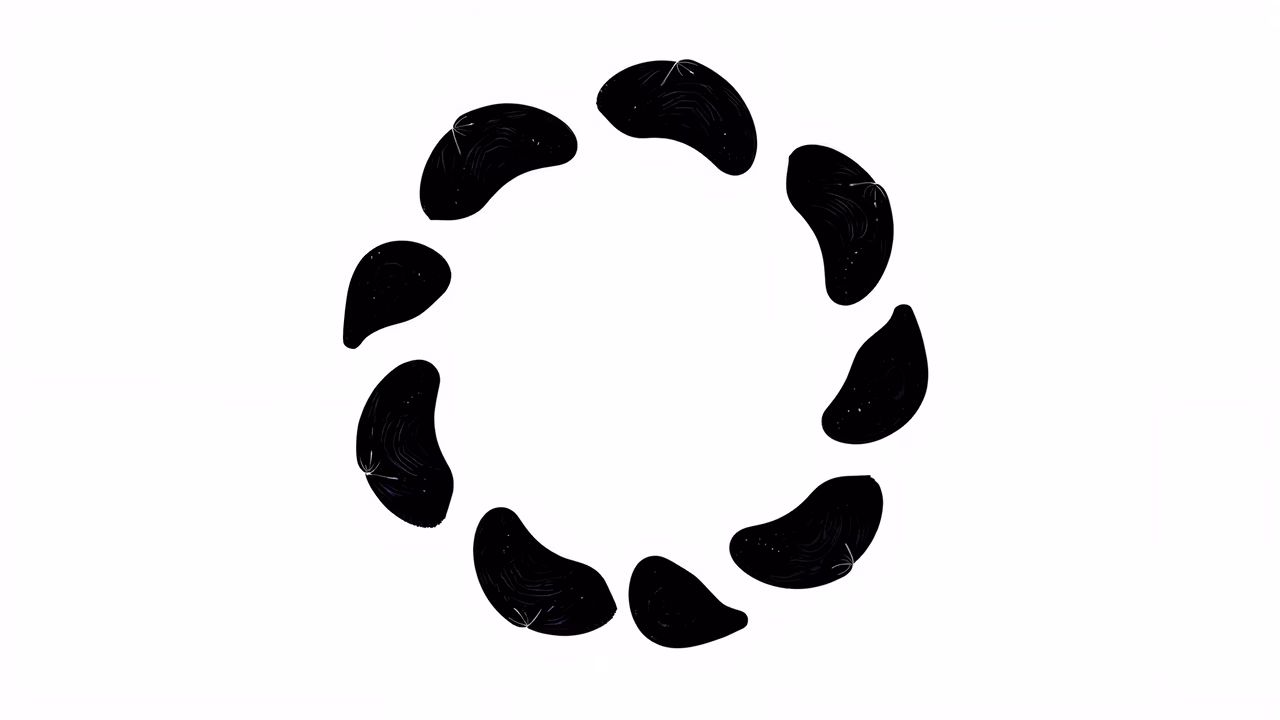 Abstract circular composition with intricate patterns and textures.