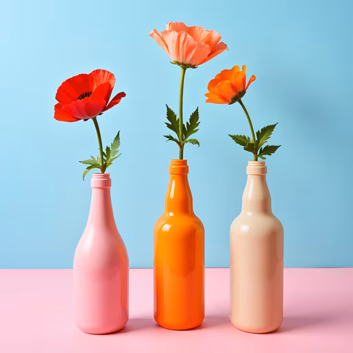 Colorful Bottles with Flowers