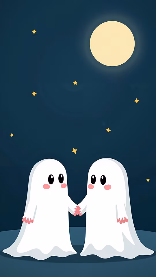 Cute Ghosts Holding Hands