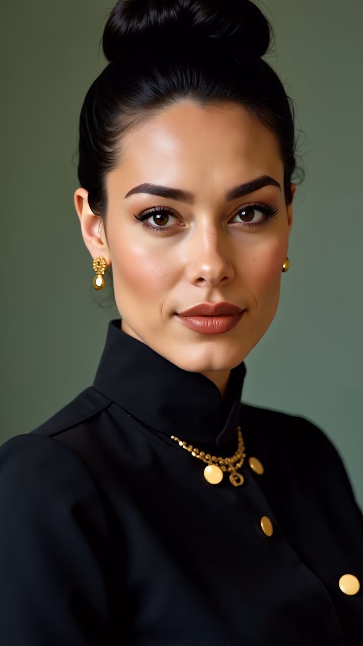 A stylish portrait featuring elegant attire and natural lighting.