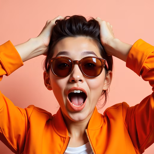 Excited Woman in Orange