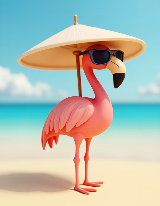 Flamingo Vacation Illustration