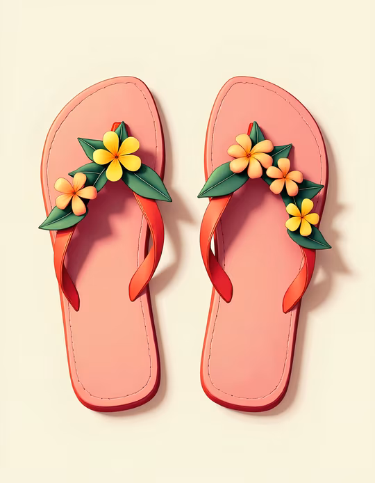 Floral Flip Flops Illustration