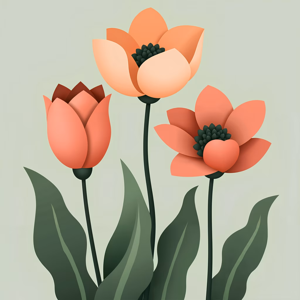 Vibrant floral illustration with soft colors and clean lines.