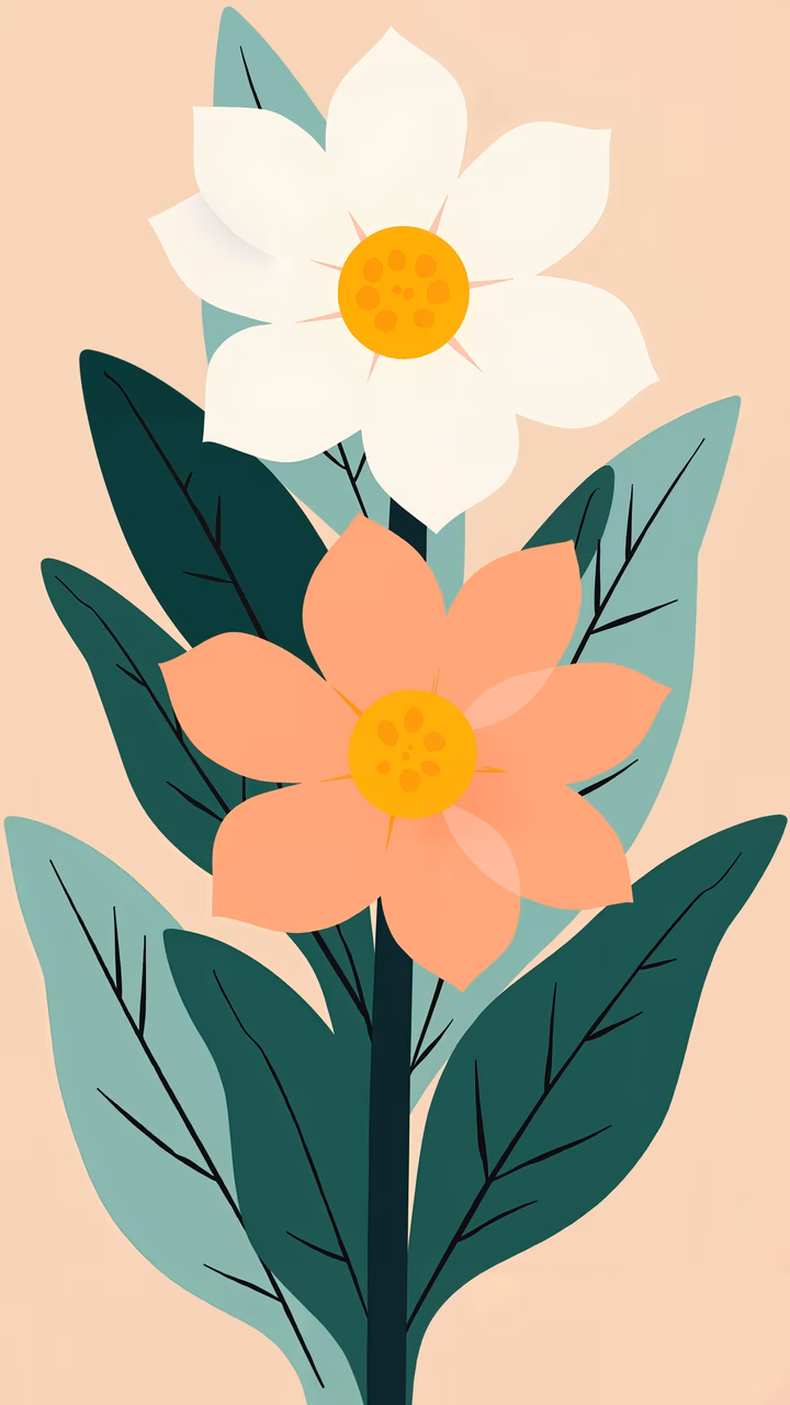 Vibrant floral illustration with bold colors and modern design.