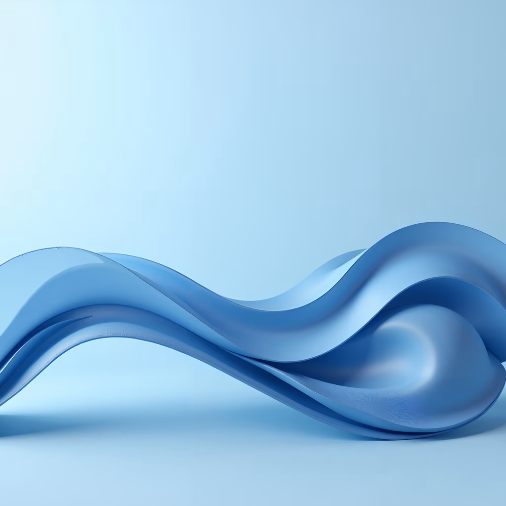 Minimalist blue wave illustration with serene atmosphere.