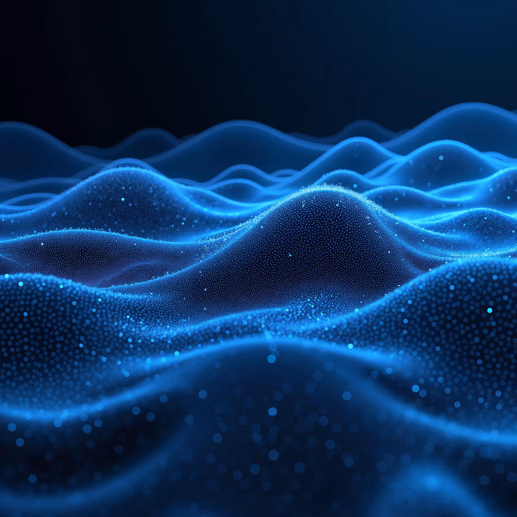 Mesmerizing glowing ocean waves under a night sky, abstract art.