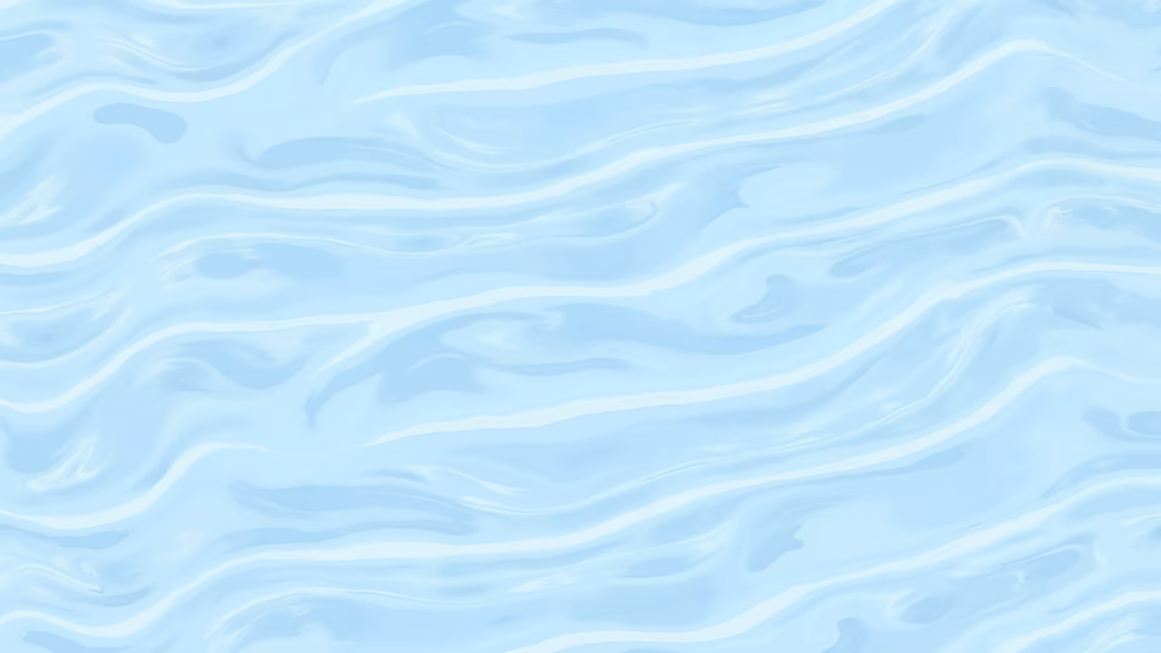 Minimalist abstract illustration of flowing liquid in soft blues, evoking tranquility.