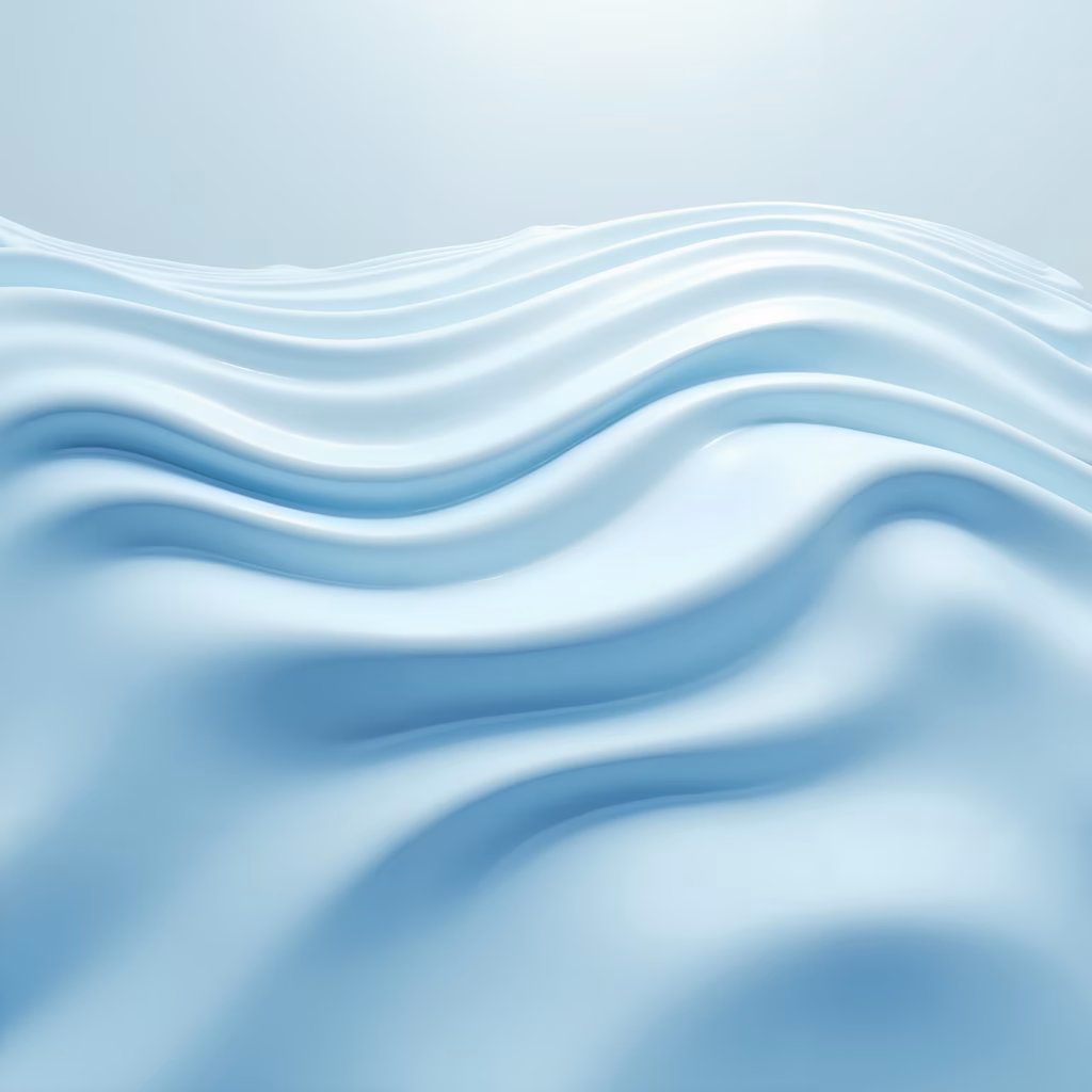 Abstract illustration of liquid waves in soft blue tones.