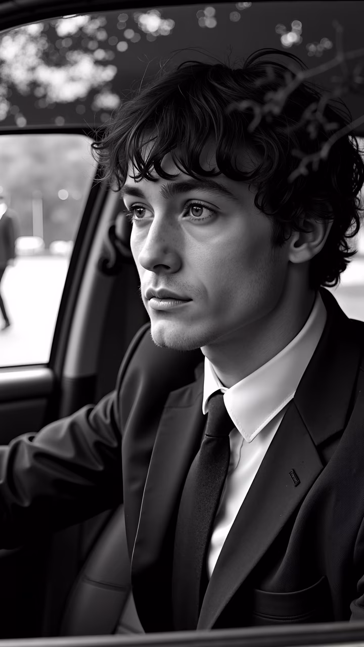Formal portrait of a man in a suit, captured in black and white.