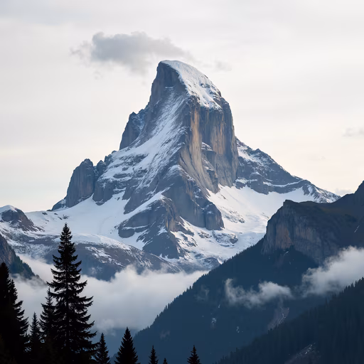 Mountain Peak in Snow