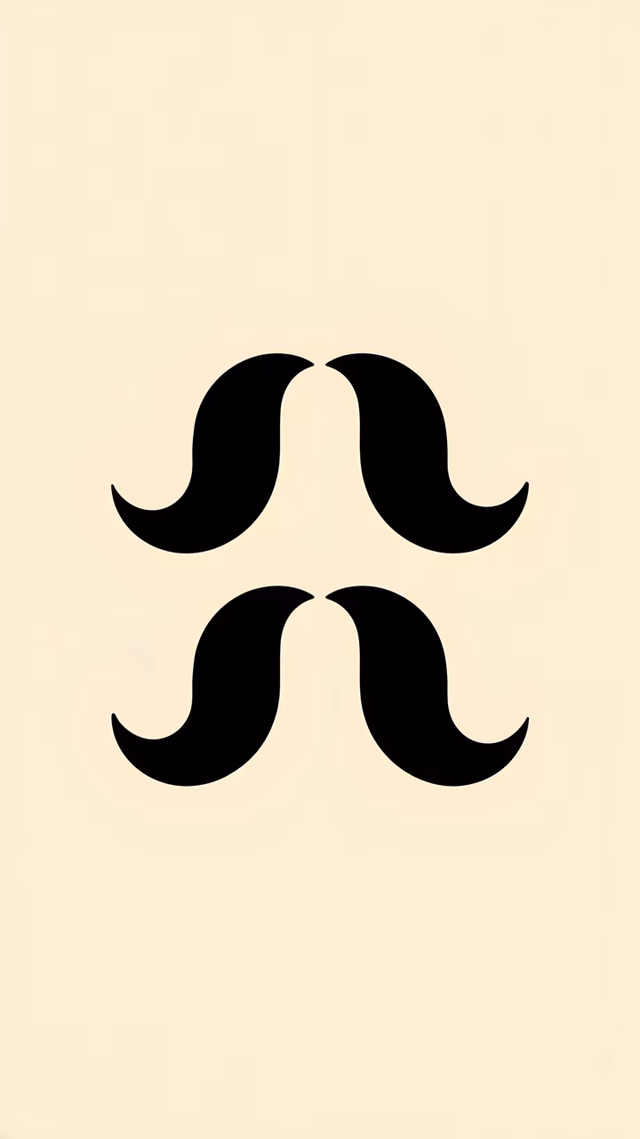 Playful trio of mustaches on a soft beige background.