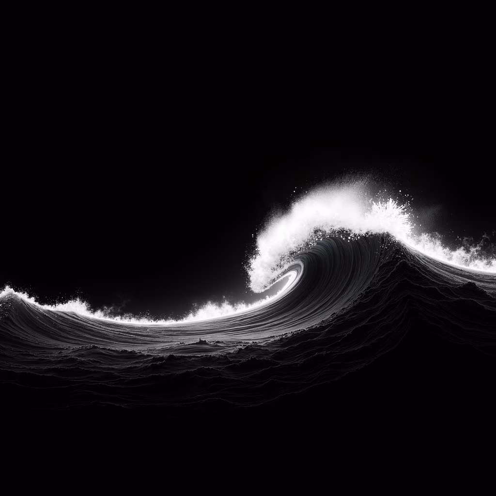 Dynamic black-and-white ocean wave illustration