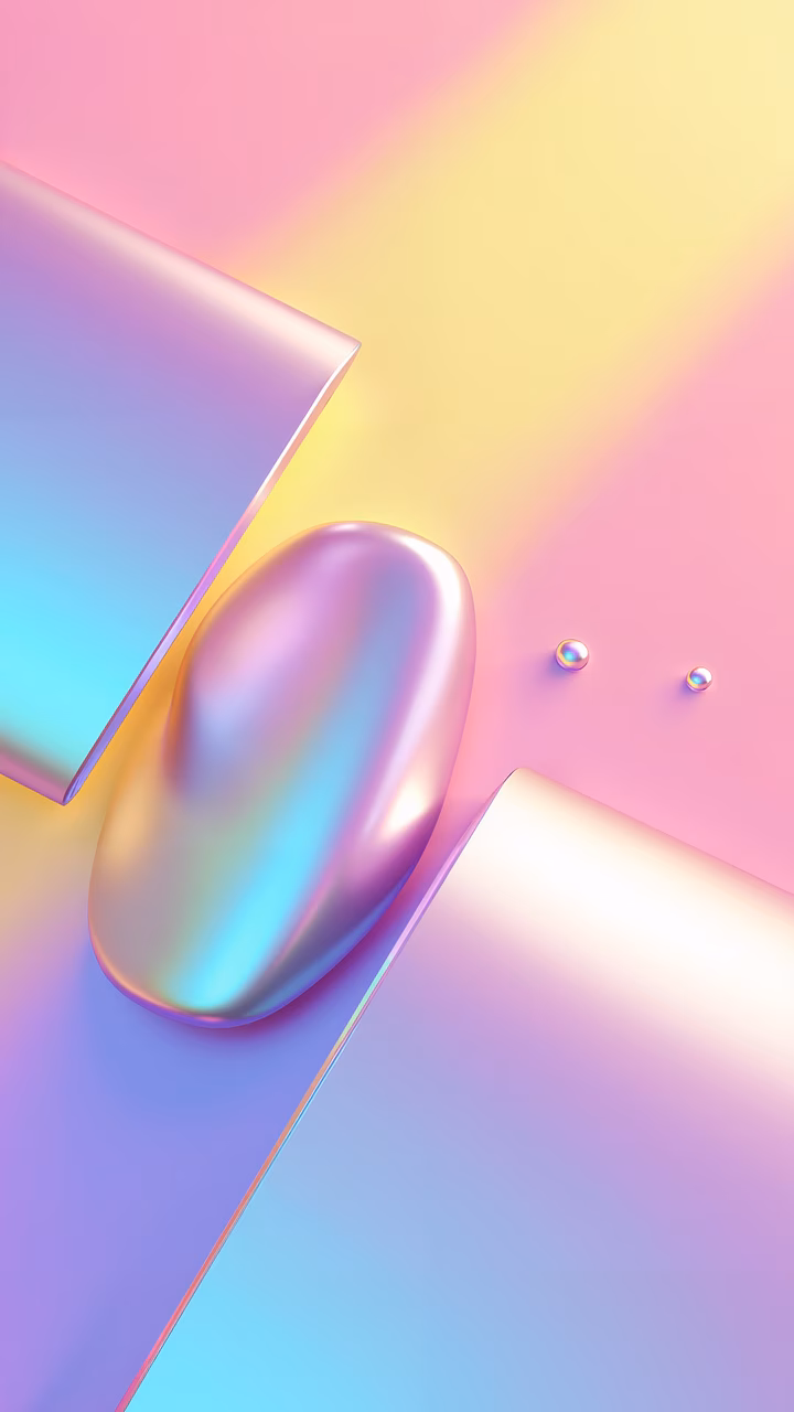 Minimalist holographic shapes in pastel gradients, evoking modern elegance.