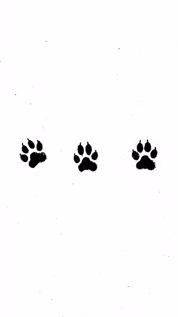 Three detailed paw prints against a white background, symbolizing mystery and animal life.