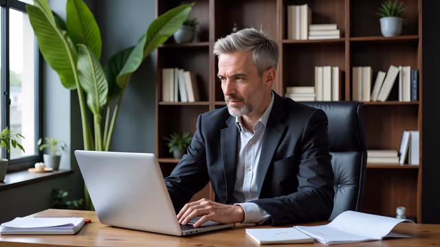 Professional Man Working on Laptop