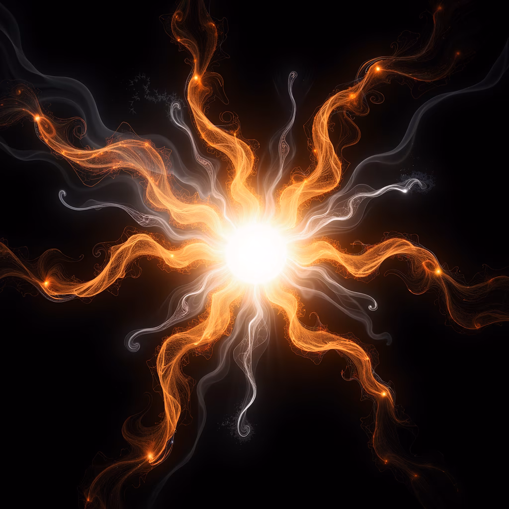 Dynamic abstract illustration of a radiant energy burst.