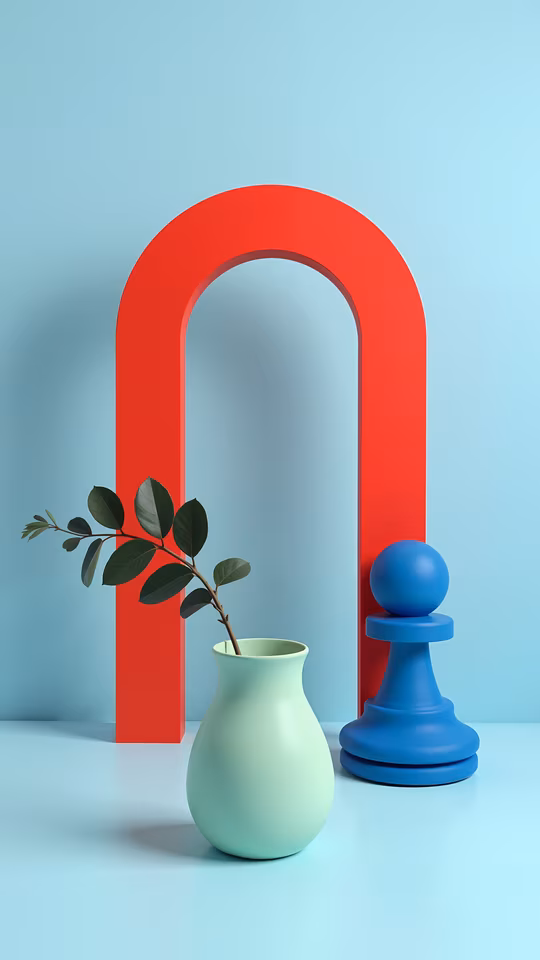 Red Archway with Mint Vase