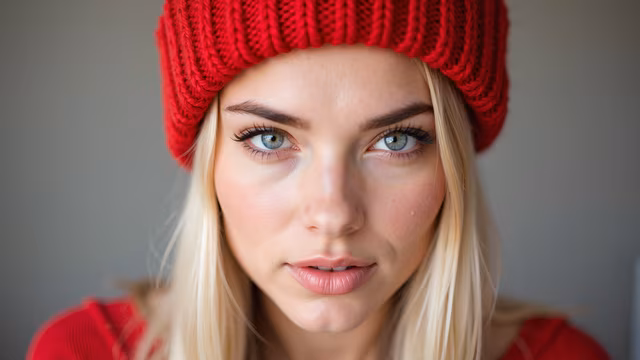 Red Knit Hat Portrait