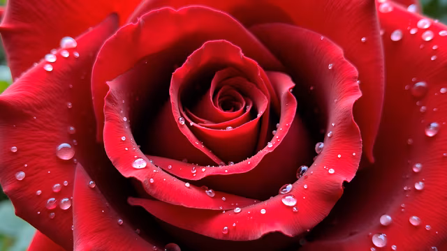 Red Rose with Dew Drops