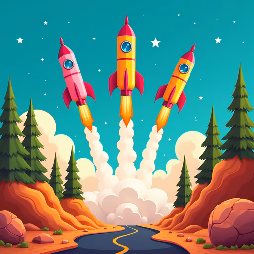 Space Rockets Illustration