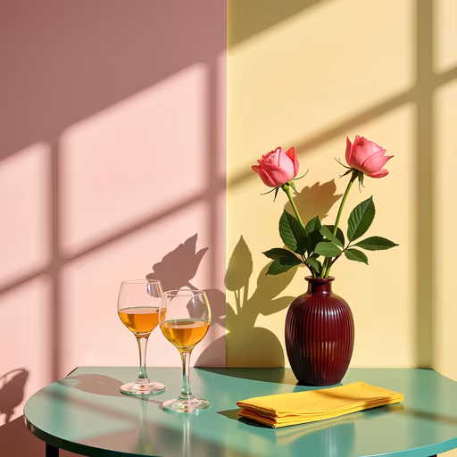 Still Life with Roses and Wine