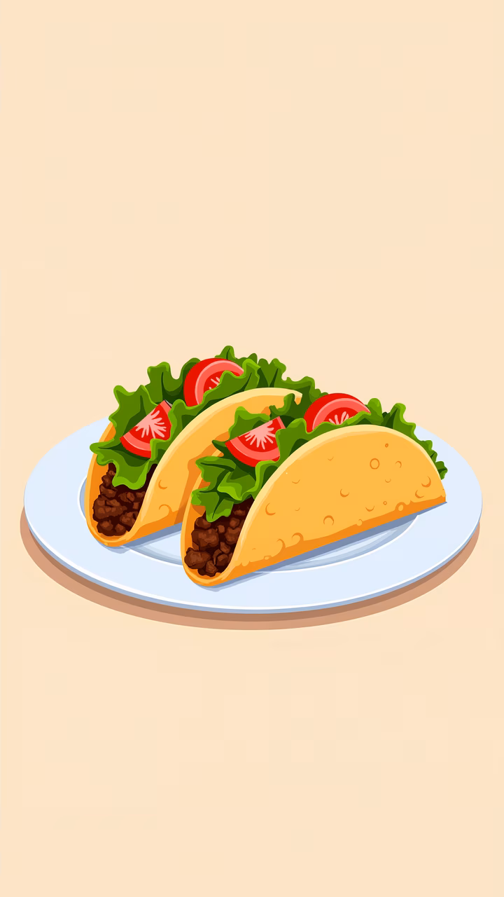 Delicious tacos in a cartoon-style illustration.