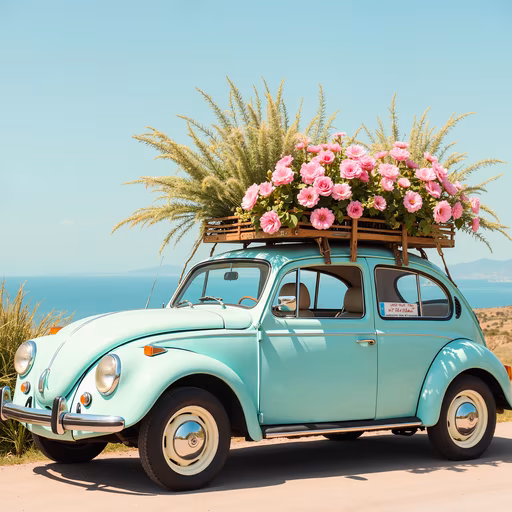 Vintage Car with Flowers