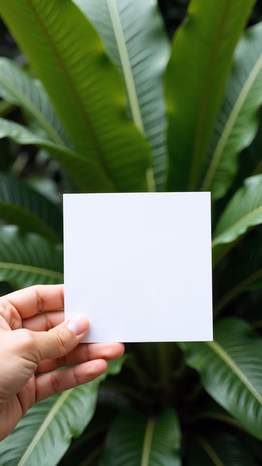 White Card Among Green Leaves