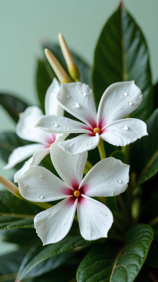 White Flowers with Dew Drops
