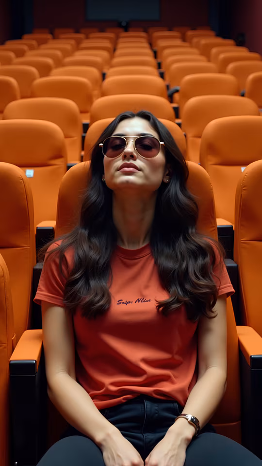 Woman Relaxing in Cinema
