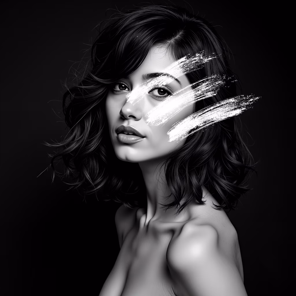 Abstract portrait with bold brushstrokes and contrasting colors.