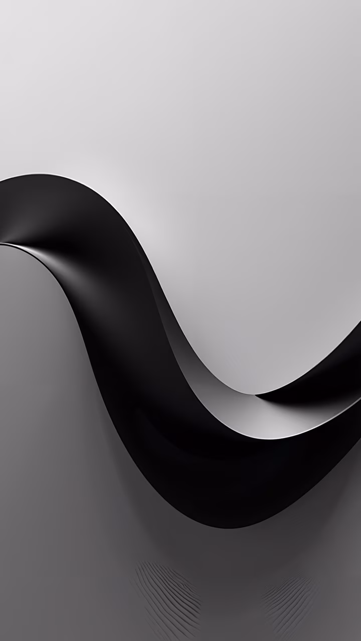 Smooth, flowing waves in dark gray and black tones on a light gray background.