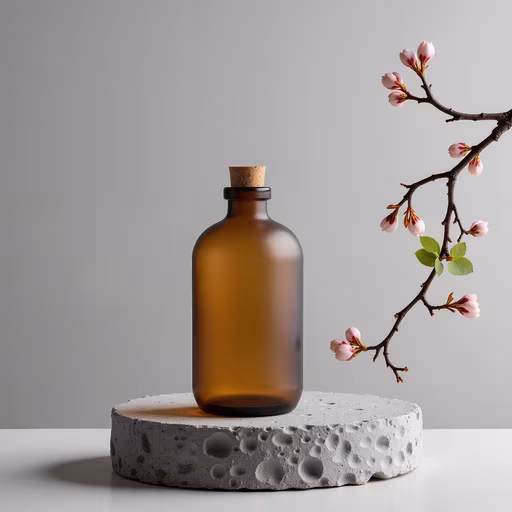 Amber Bottle with Cherry Blossom