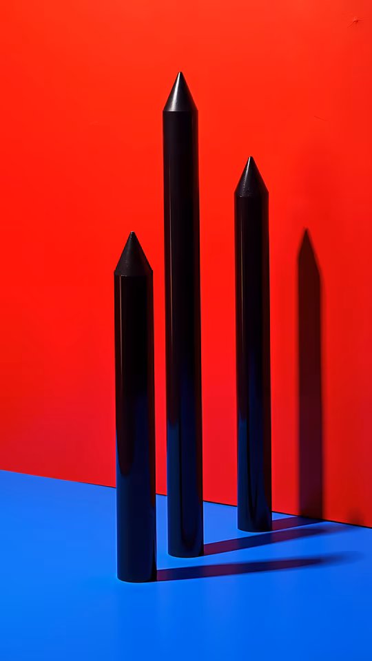 Black Pencils Against Red and Blue