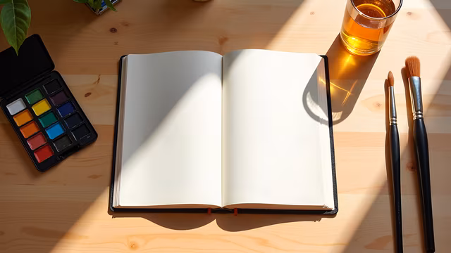 Blank Sketchbook with Watercolor Palette