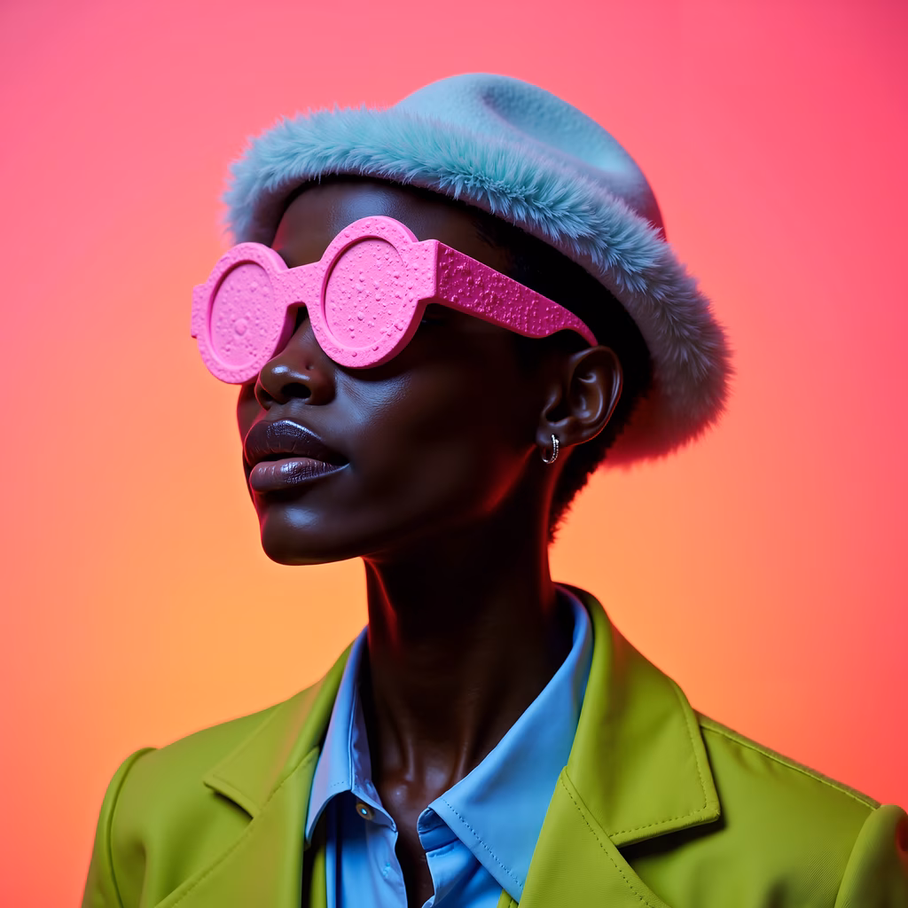 Vibrant neon fashion with bold colors and textures.