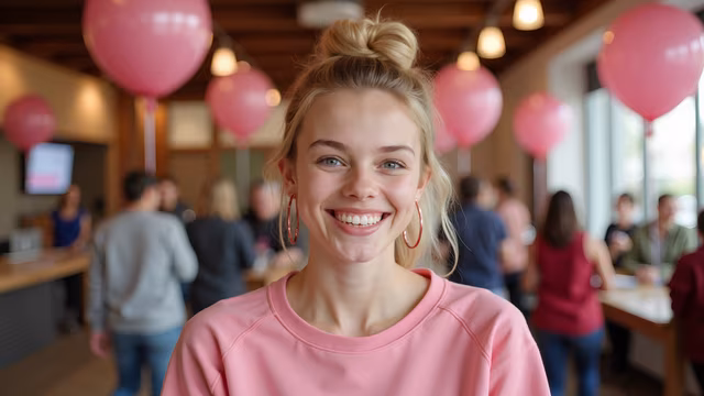 Bright Smile in Pink Balloons