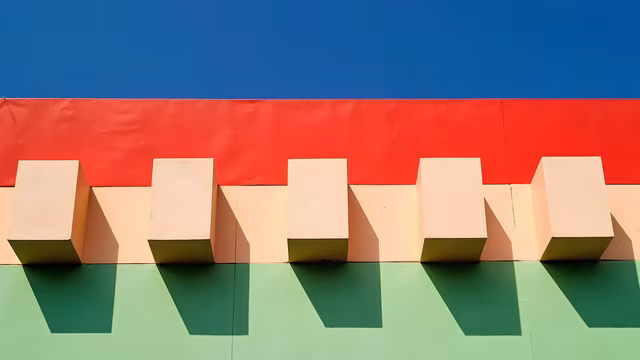 Colorful Cubes Against Blue Sky
