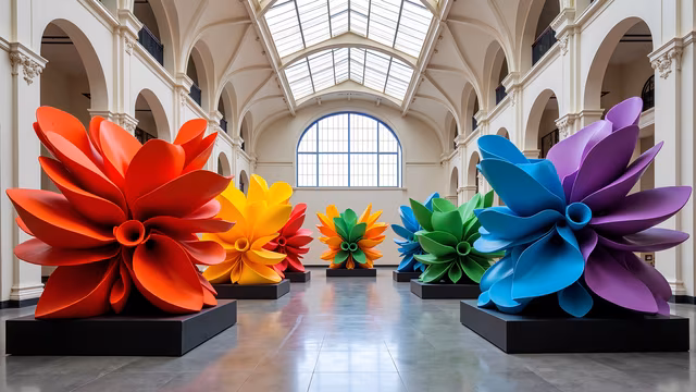 Colorful Flower Sculptures