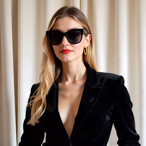 Elegant Woman in Black Suit
