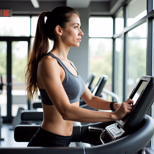Fitness Enthusiast on Treadmill