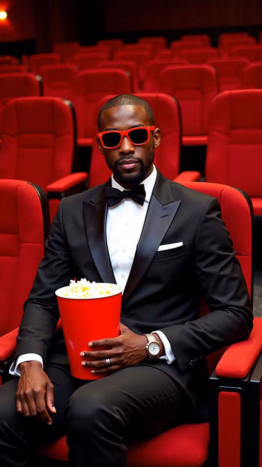 Man in Tuxedo with Popcorn