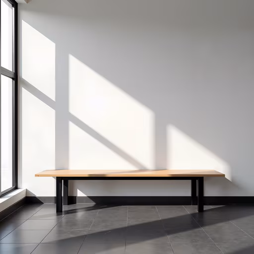 Minimalist Bench with Shadows