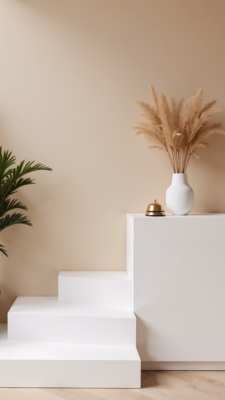 Modern minimalist interior with clean lines and neutral colors.