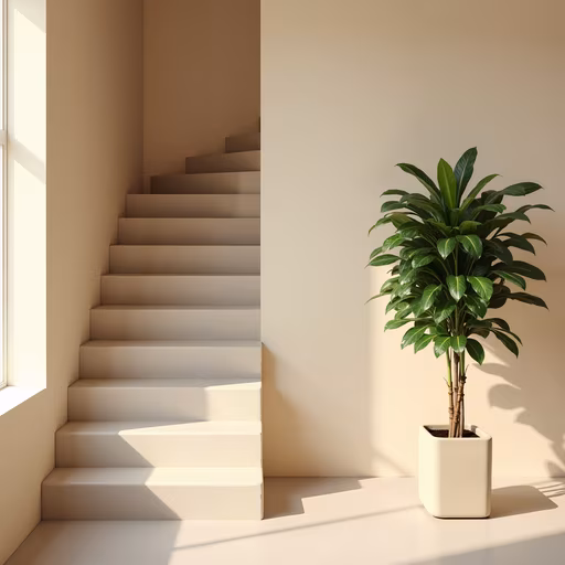 Minimalist Staircase with Plant