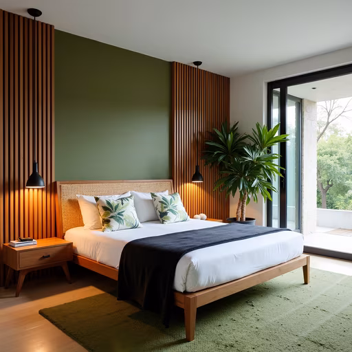 Modern Bedroom with Green Accents