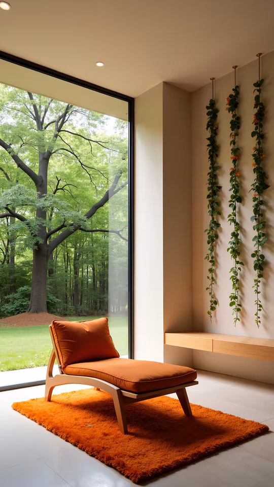 Modern Interior with Forest View