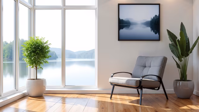Modern Interior with Lake View