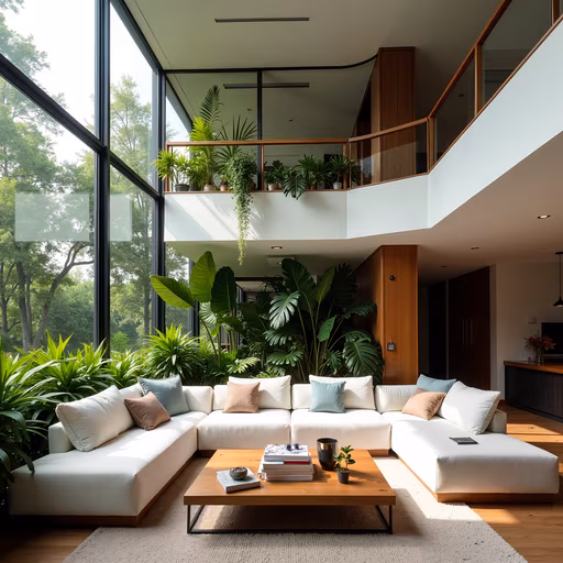 Modern Living Room with Nature